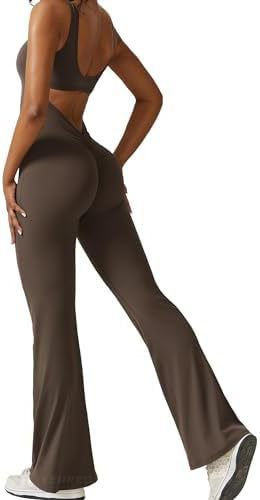 Women Sleeveless Flare Jumpsuits Fitness Yoga Long Pants - Backdrop BlissWomen Sleeveless Flare Jumpsuits Fitness Yoga Long Pants