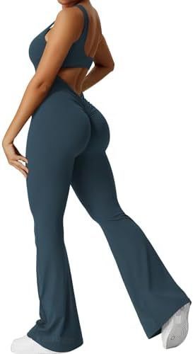 Women Sleeveless Flare Jumpsuits Fitness Yoga Long Pants - Backdrop BlissWomen Sleeveless Flare Jumpsuits Fitness Yoga Long Pants