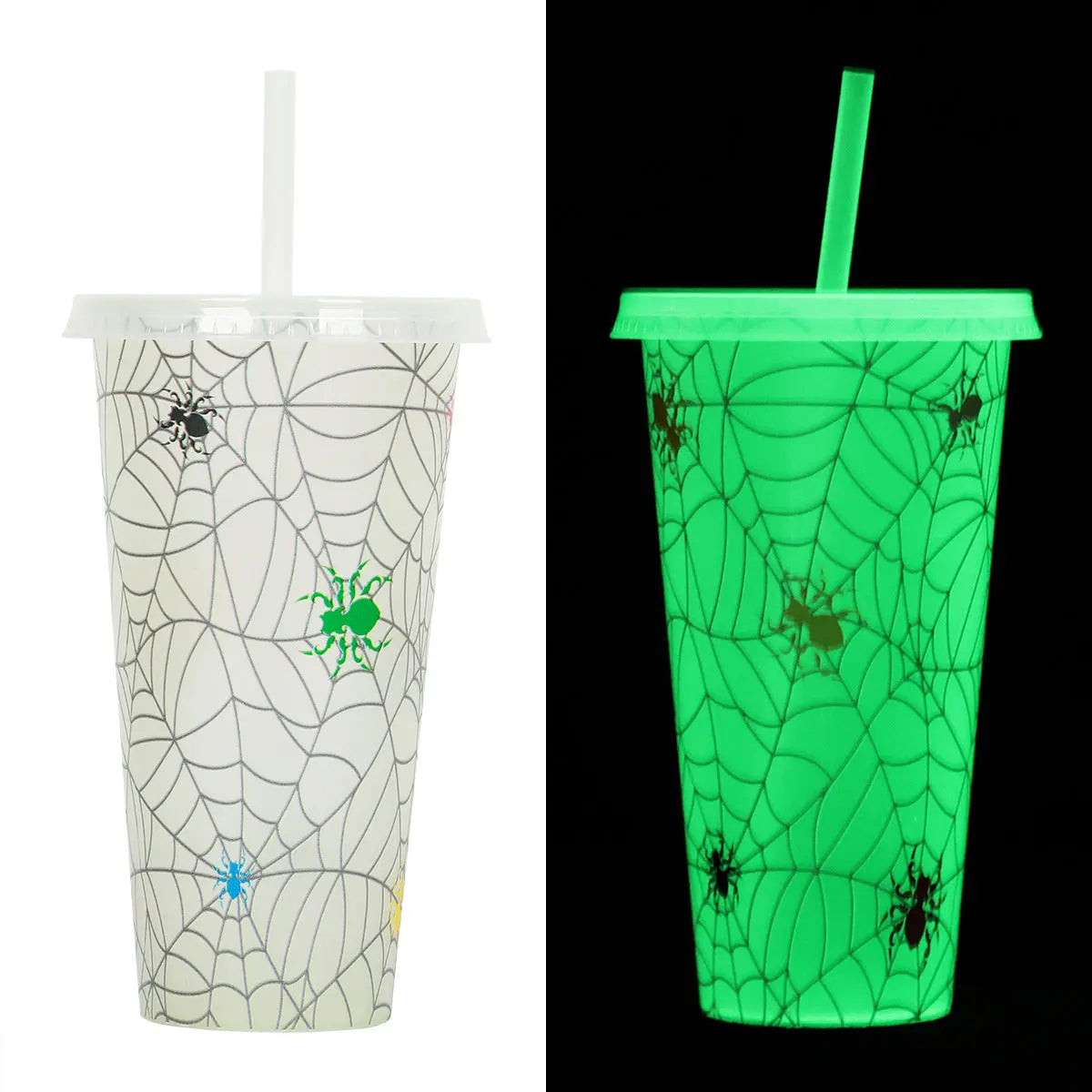 720ml Plastic Sippy Cup Halloween Luminous Straw Cup Backdrop Bliss
