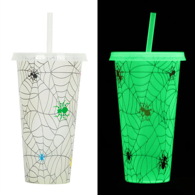 720ml Plastic Sippy Cup Halloween Luminous Straw Cup Backdrop Bliss