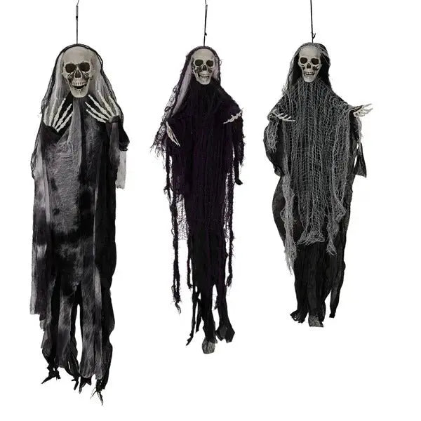 3 Pack Hanging Halloween Skeleton Ghosts Decorations - Backdrop Bliss3 Pack Hanging Halloween Skeleton Ghosts Decorations