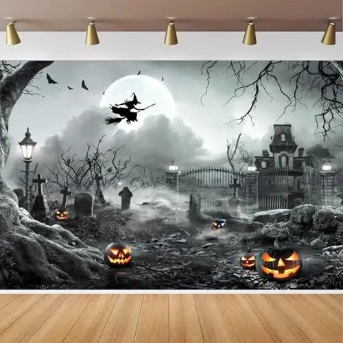 8X6FT Halloween Backdrop Photography Background Horror Moon Night Scary Cemetery Pumpkin Lantern Backdrop for Kids Adult Family Party Birthday Banner Decor Halloween Photo Backdrop SCO297B - Backdrop Bliss8X6FT Halloween Backdrop Photography Background Horror Moon Night Scary Cemetery Pumpkin Lantern Backdrop for Kids Adult Family Party Birthday Banner Decor Halloween Photo Backdrop SCO297B