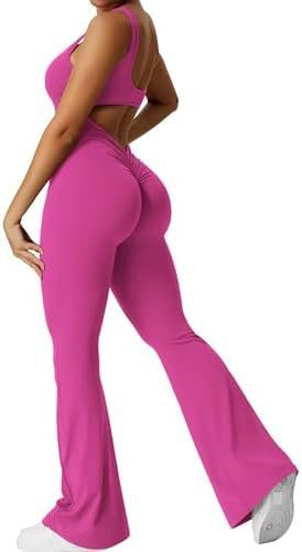 Women Sleeveless Flare Jumpsuits Fitness Yoga Long Pants - Backdrop BlissWomen Sleeveless Flare Jumpsuits Fitness Yoga Long Pants