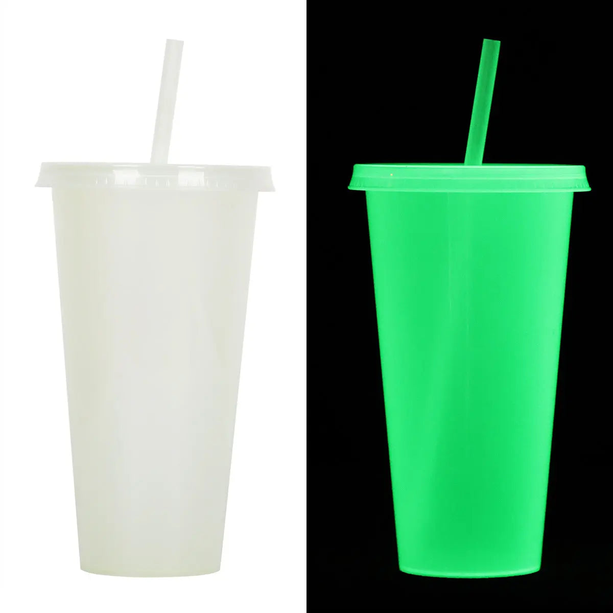720ml Plastic Sippy Cup Halloween Luminous Straw Cup Backdrop Bliss