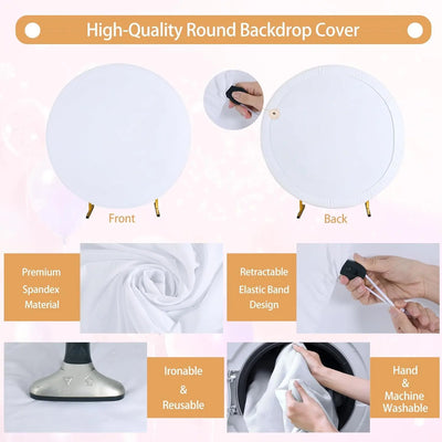 7.2FT Navy Blue Round Backdrop Cover for 5 to 7.2ft Circle Arch Stand - Haefoo Back to School Decoration Circle Backdrop Cover for Birthday, Wedding, Baby Shower Photography Background Party Decor Backdrop Bliss