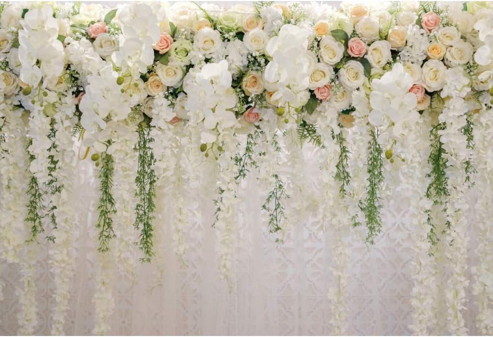Haoyiyi 10x8ft Bridal Floral Wall Backdrop Wedding Wedding White Pure Sheer Chiffon Photography Background Photo Reception Ceremony Birthday Party Bridal Shower Marriage Photo Booth Prop - Backdrop BlissHaoyiyi 10x8ft Bridal Floral Wall Backdrop Wedding Wedding White Pure Sheer Chiffon Photography Background Photo Reception Ceremony Birthday Party Bridal Shower Marriage Photo Booth Prop