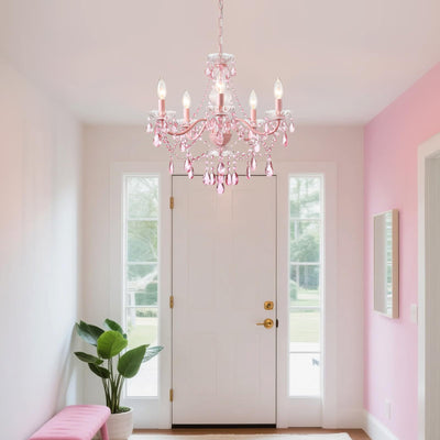 Plug in Crystal Ceramic White Chandelier, Glass Chandeliers,White crystal Hanging Pendant Light with Clear Cord and On/Off, 4 Light Crystal Chandelier for wedding, Kitchen, Dining,Foyer, Mini room Backdrop Bliss