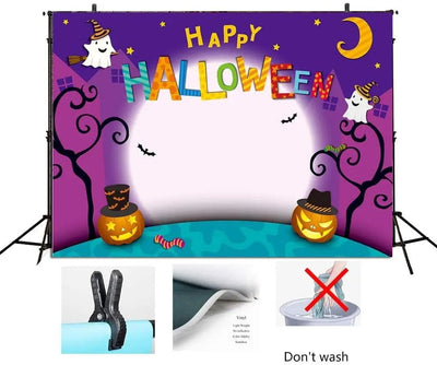 CHAIYA 7x5ft Cartoon Halloween Photo Backdrop - Pumpkin Moon Party Decorations - CY - 137 - Backdrop BlissCHAIYA 7x5ft Cartoon Halloween Photo Backdrop - Pumpkin Moon Party Decorations - CY - 137