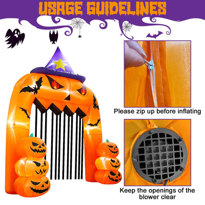 AerWo 12FT Tall Halloween Inflatables Archway Giant Arch, Pumpkin Blow Up With Built-in LED Lights for Outdoor Decorations, Holiday Yard Lawn Garden Party Decor Backdrop Bliss