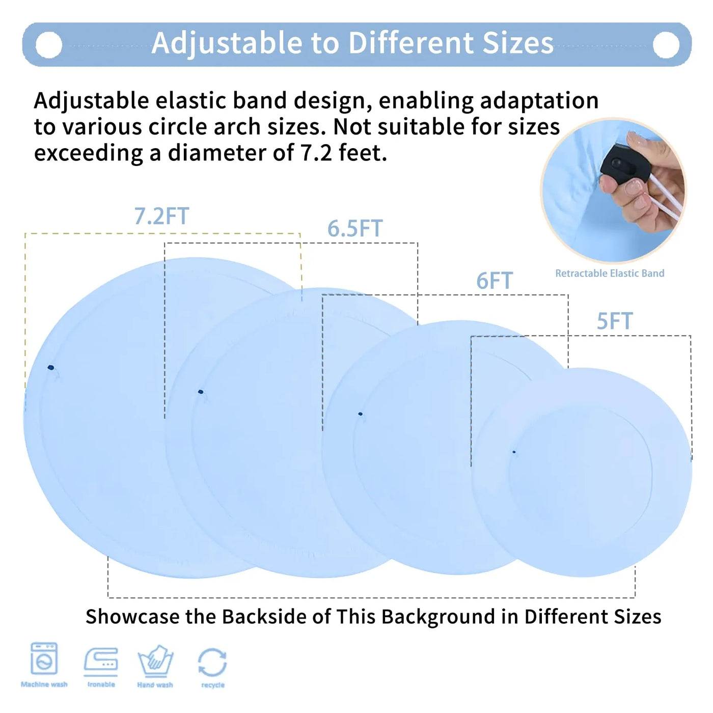 7.2FT Navy Blue Round Backdrop Cover for 5 to 7.2ft Circle Arch Stand - Haefoo Back to School Decoration Circle Backdrop Cover for Birthday, Wedding, Baby Shower Photography Background Party Decor Backdrop Bliss