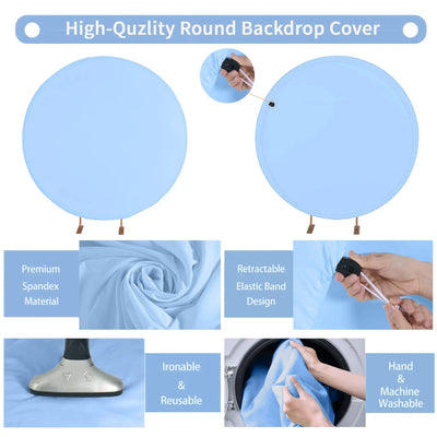 7.2FT Navy Blue Round Backdrop Cover for 5 to 7.2ft Circle Arch Stand - Haefoo Back to School Decoration Circle Backdrop Cover for Birthday, Wedding, Baby Shower Photography Background Party Decor Backdrop Bliss