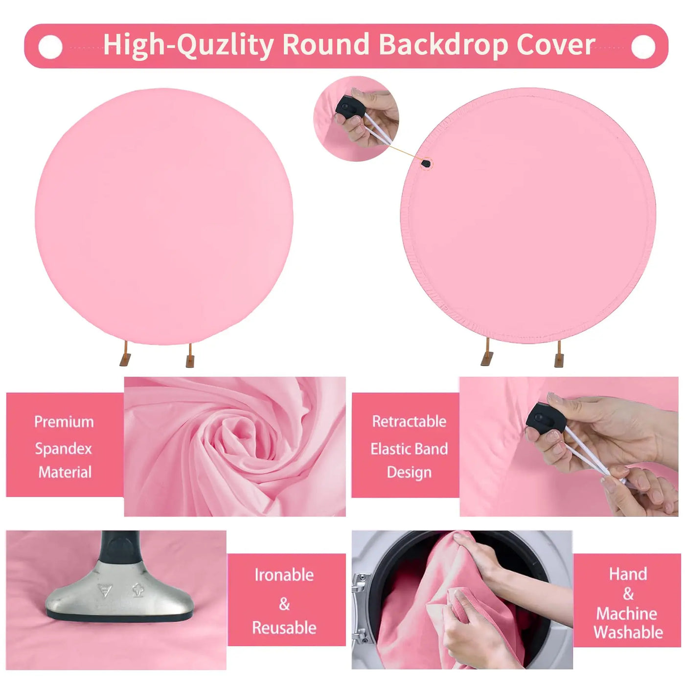 7.2FT Navy Blue Round Backdrop Cover for 5 to 7.2ft Circle Arch Stand - Haefoo Back to School Decoration Circle Backdrop Cover for Birthday, Wedding, Baby Shower Photography Background Party Decor Backdrop Bliss