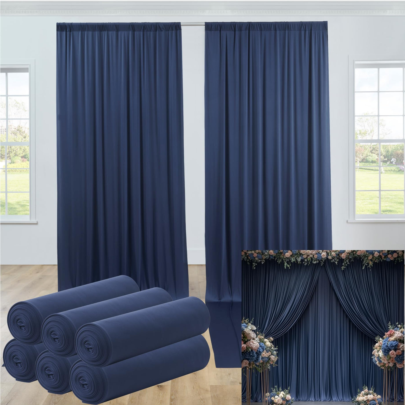 40FTx12FT White Wrinkle - Free Wedding Backdrop Curtain - Silky Washable White Polyester Drapes for Baby Showers, Birthday Parties, Photography, and Wedding Receptions - 8 Panels 5FTx12FT - Backdrop Bliss40FTx12FT White Wrinkle - Free Wedding Backdrop Curtain - Silky Washable White Polyester Drapes for Baby Showers, Birthday Parties, Photography, and Wedding Receptions - 8 Panels 5FTx12FT