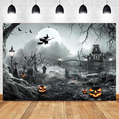 8X6FT Halloween Backdrop Photography Background Horror Moon Night Scary Cemetery Pumpkin Lantern Backdrop for Kids Adult Family Party Birthday Banner Decor Halloween Photo Backdrop SCO297B - Backdrop Bliss8X6FT Halloween Backdrop Photography Background Horror Moon Night Scary Cemetery Pumpkin Lantern Backdrop for Kids Adult Family Party Birthday Banner Decor Halloween Photo Backdrop SCO297B