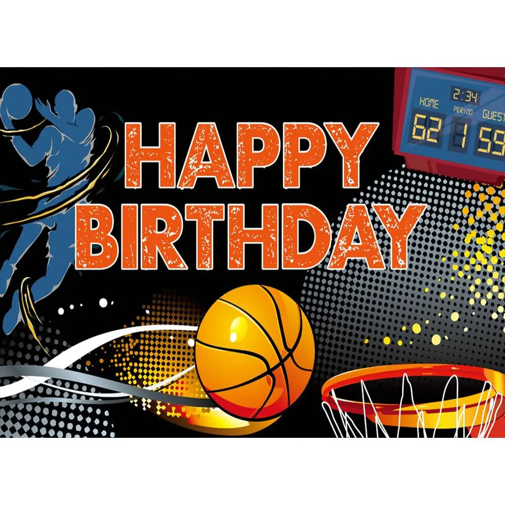 Football Happy Birthday Backdrop Banner Game Time Photography Background Fire Football Basketball Soccer Birthday Banner Decoration 7x5Ft Backdrop Bliss