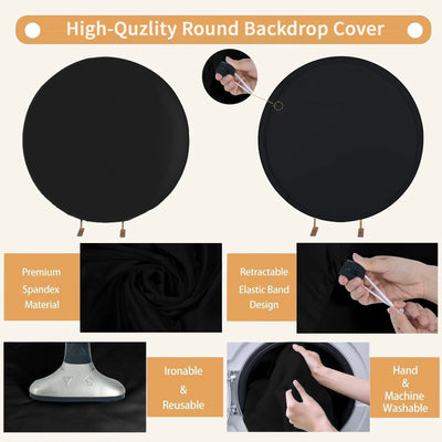 7.2FT Navy Blue Round Backdrop Cover for 5 to 7.2ft Circle Arch Stand - Haefoo Back to School Decoration Circle Backdrop Cover for Birthday, Wedding, Baby Shower Photography Background Party Decor Backdrop Bliss