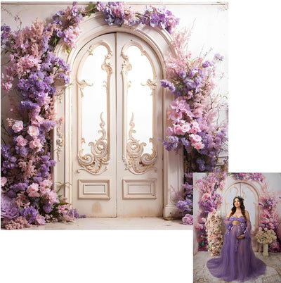 Kate 10x6.5ft Spring Garden Purple Flowers Wedding Photo Backdrops for Photography Arch Door Romantic European Wall Kids Birthday Photographic Background Photocall - Backdrop BlissKate 10x6.5ft Spring Garden Purple Flowers Wedding Photo Backdrops for Photography Arch Door Romantic European Wall Kids Birthday Photographic Background Photocall