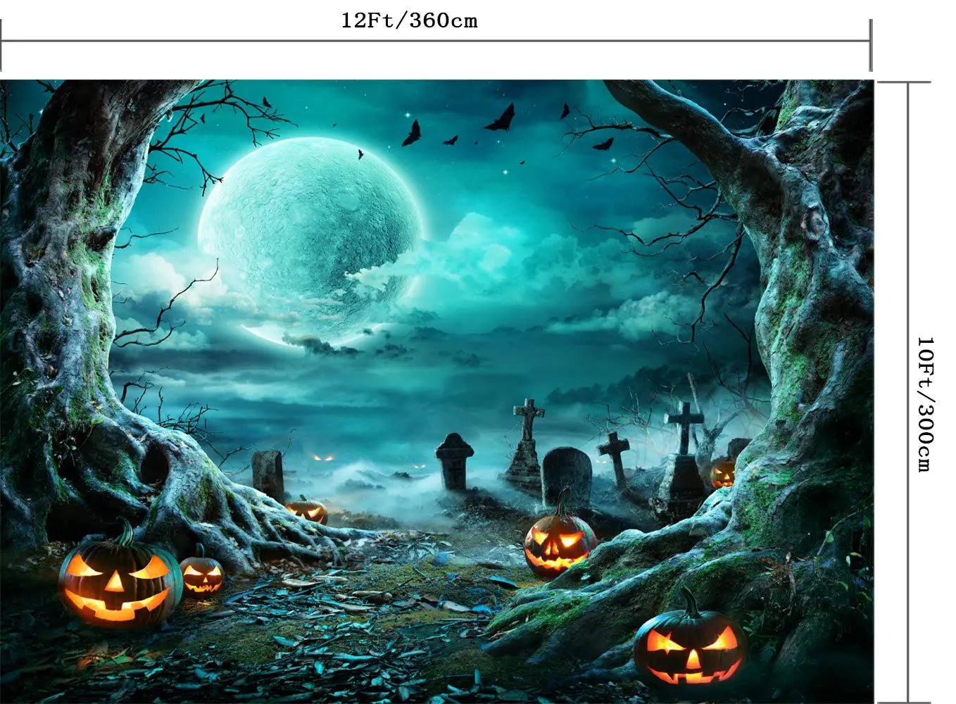 8X6FT Halloween Backdrop Photography Background Horror Moon Night Scary Cemetery Pumpkin Lantern Backdrop for Kids Adult Family Party Birthday Banner Decor Halloween Photo Backdrop SCO297B - Backdrop Bliss8X6FT Halloween Backdrop Photography Background Horror Moon Night Scary Cemetery Pumpkin Lantern Backdrop for Kids Adult Family Party Birthday Banner Decor Halloween Photo Backdrop SCO297B