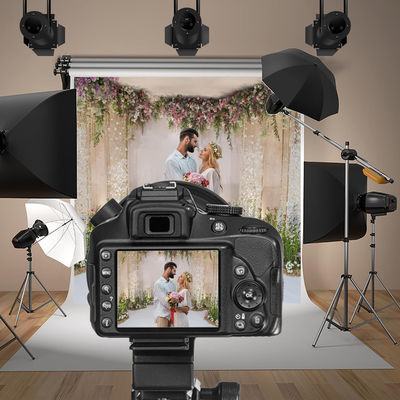 Baocicco 10x10ft Wedding Backdrop Beautiful Curtains Romantic Floral Decorations Flower Clusters Photography Background Wedding Ceremony Bridal Shower Birthday Children Adults Portrait Studio - Backdrop BlissBaocicco 10x10ft Wedding Backdrop Beautiful Curtains Romantic Floral Decorations Flower Clusters Photography Background Wedding Ceremony Bridal Shower Birthday Children Adults Portrait Studio