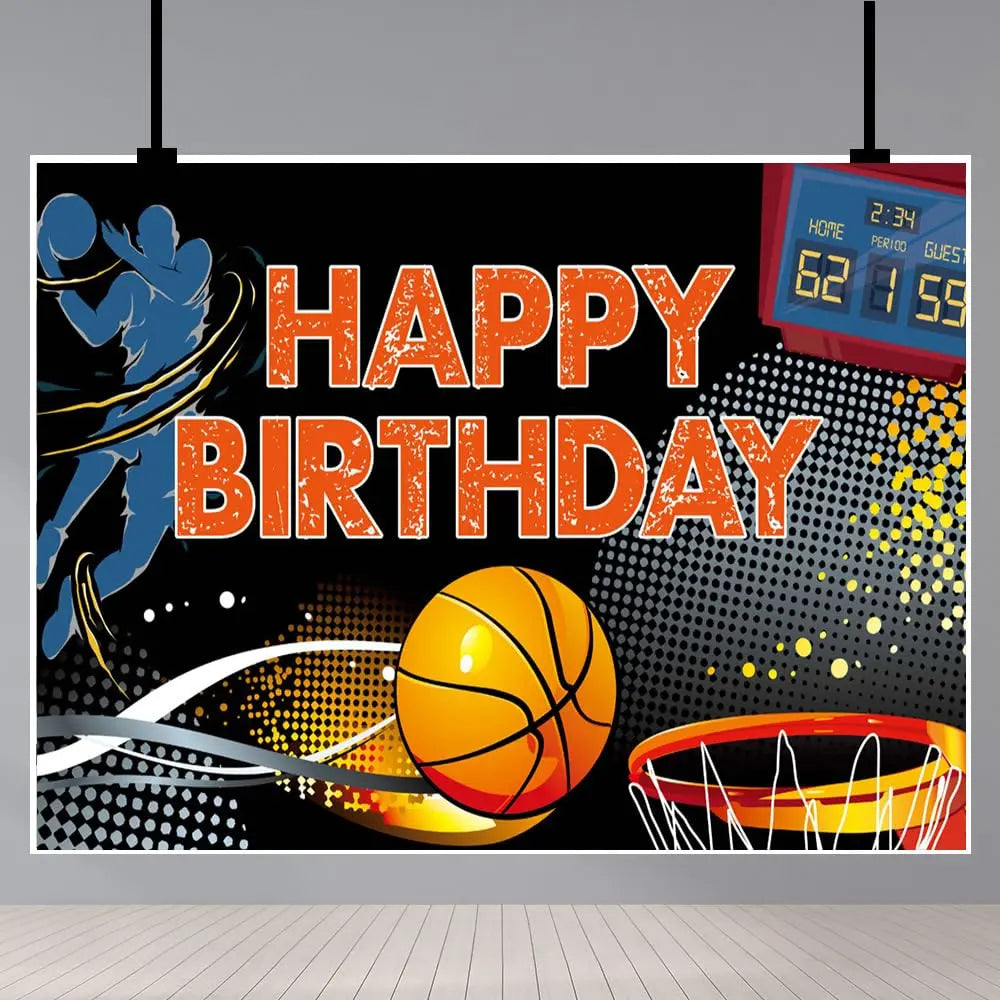 Football Happy Birthday Backdrop Banner Game Time Photography Background Fire Football Basketball Soccer Birthday Banner Decoration 7x5Ft Backdrop Bliss