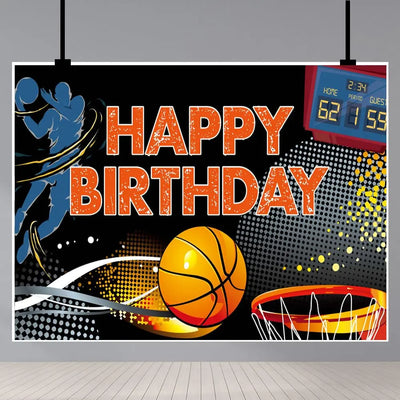 Football Happy Birthday Backdrop Banner Game Time Photography Background Fire Football Basketball Soccer Birthday Banner Decoration 7x5Ft Backdrop Bliss