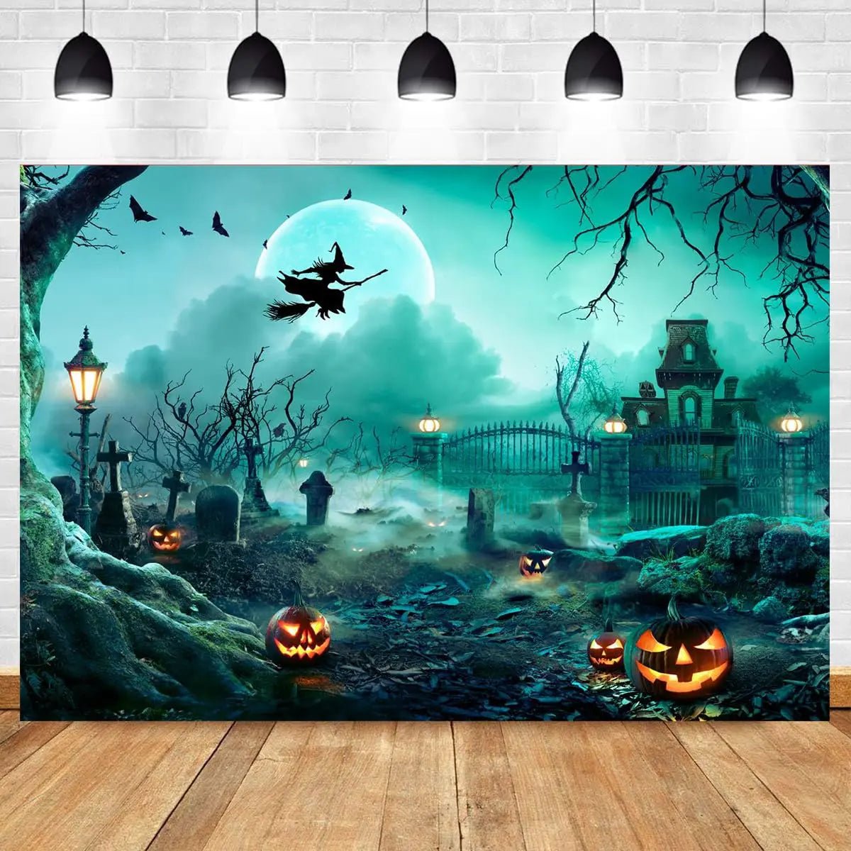8X6FT Halloween Backdrop Photography Background Horror Moon Night Scary Cemetery Pumpkin Lantern Backdrop for Kids Adult Family Party Birthday Banner Decor Halloween Photo Backdrop SCO297B - Backdrop Bliss8X6FT Halloween Backdrop Photography Background Horror Moon Night Scary Cemetery Pumpkin Lantern Backdrop for Kids Adult Family Party Birthday Banner Decor Halloween Photo Backdrop SCO297B