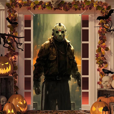 Halloween Decorations Outdoor Scary Halloween Door Cover with Horror Movie Character Killer Party Supplies Door Banner - Backdrop BlissHalloween Decorations Outdoor Scary Halloween Door Cover with Horror Movie Character Killer Party Supplies Door Banner