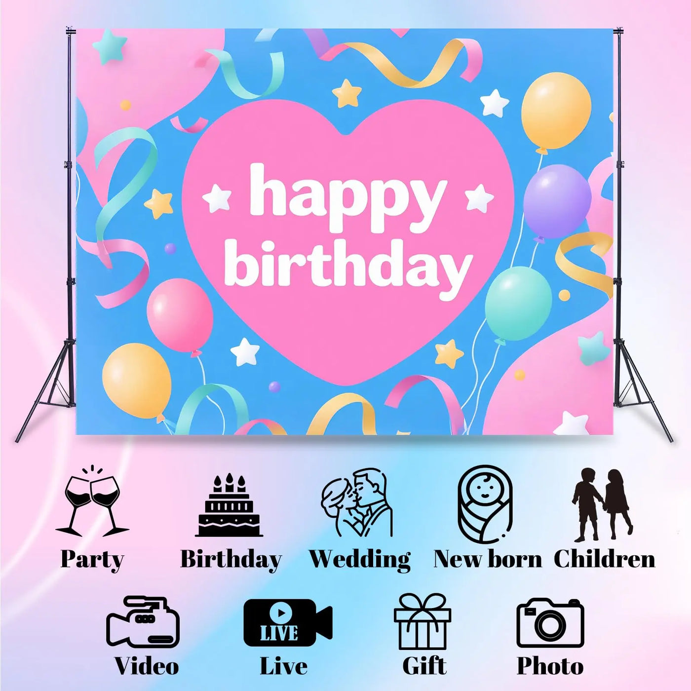 8x8ft Custom Photo Backdrop Personalized Banner Customized Backdrop with Picture Text for Photography, Gift for Birthday, Wedding, Graduation, Party, Christmas, Valentine's Day - Backdrop Bliss8x8ft Custom Photo Backdrop Personalized Banner Customized Backdrop with Picture Text for Photography, Gift for Birthday, Wedding, Graduation, Party, Christmas, Valentine's Day
