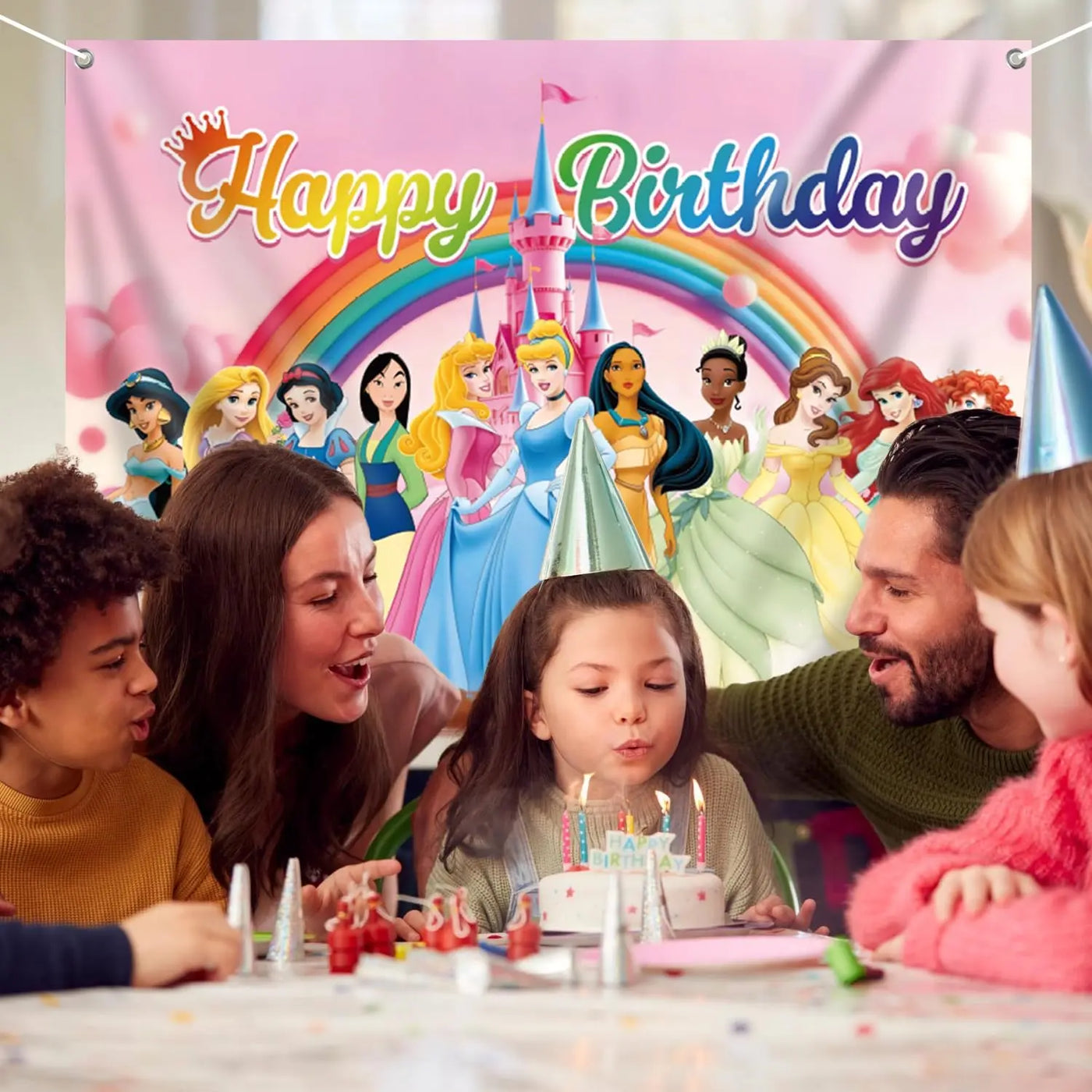Princess Backdrop, 7x5ft Princess Birthday Party Decorations, Prin Cess Backdrop for Girls Birthday, Happy Birthday Prin Cess Party Photography Decoration Indoor Outdoor Backdrop Bliss