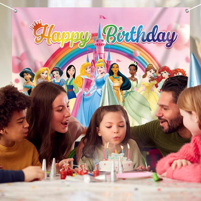 Princess Backdrop, 7x5ft Princess Birthday Party Decorations, Prin Cess Backdrop for Girls Birthday, Happy Birthday Prin Cess Party Photography Decoration Indoor Outdoor Backdrop Bliss