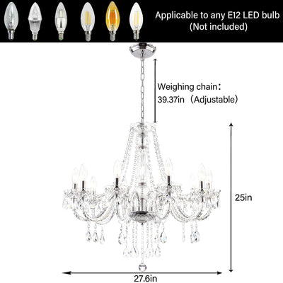 PAPAYA Modern Chrome Beaded Hanging Chandelier Shades (W8.7 x H13), Beads Pendant Shade with Acrylic Crystal, Ceiling Chandelier Beaded Lampshade for Wedding Party Event Home Decoration Backdrop Bliss