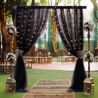 10x10ft Champagne Tulle Backdrop Curtain with Lights String for Parites, Sheer Backdrop Curtains for Wedding Baby Shower Birthday Party Photo Shoot Decorations - Backdrop Bliss10x10ft Champagne Tulle Backdrop Curtain with Lights String for Parites, Sheer Backdrop Curtains for Wedding Baby Shower Birthday Party Photo Shoot Decorations