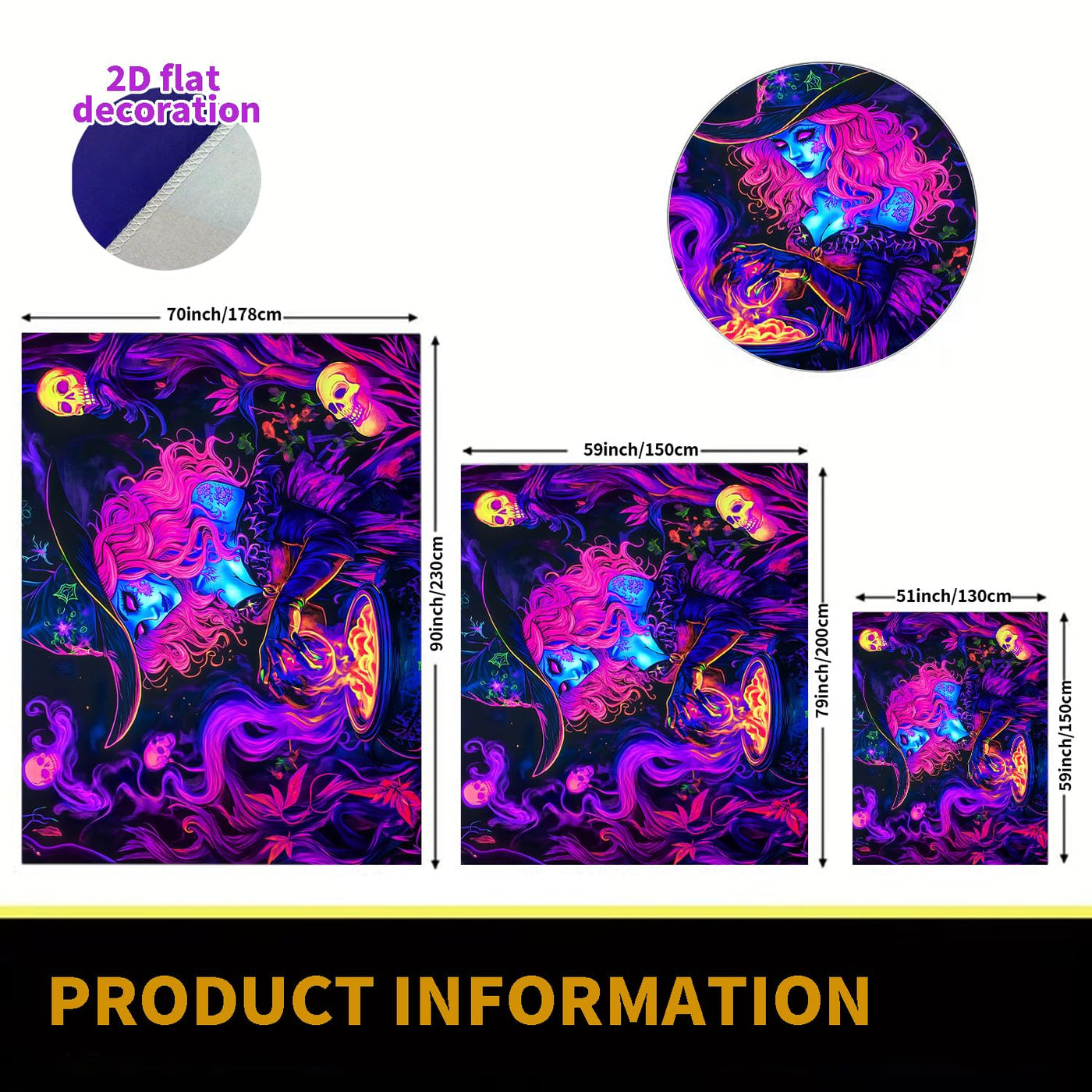 BSFHH Halloween Black Light Tapestry – UV Reactive Glow in the Dark Wall Hanging, Spooky Night Scene with Ghosts & Pumpkins, Haunting Home Decor for Parties, Bedroom, or Dorm (Haunted Houses, 79L" x 59W", Unframed) Backdrop Bliss