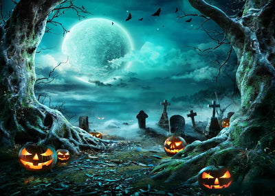 8X6FT Halloween Backdrop Photography Background Horror Moon Night Scary Cemetery Pumpkin Lantern Backdrop for Kids Adult Family Party Birthday Banner Decor Halloween Photo Backdrop SCO297B - Backdrop Bliss8X6FT Halloween Backdrop Photography Background Horror Moon Night Scary Cemetery Pumpkin Lantern Backdrop for Kids Adult Family Party Birthday Banner Decor Halloween Photo Backdrop SCO297B