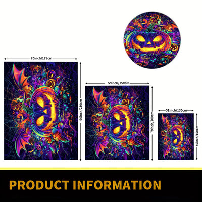 BSFHH Halloween Black Light Tapestry – UV Reactive Glow in the Dark Wall Hanging, Spooky Night Scene with Ghosts & Pumpkins, Haunting Home Decor for Parties, Bedroom, or Dorm (Haunted Houses, 79L" x 59W", Unframed) Backdrop Bliss