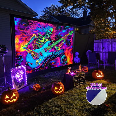 BSFHH Halloween Black Light Tapestry – UV Reactive Glow in the Dark Wall Hanging, Spooky Night Scene with Ghosts & Pumpkins, Haunting Home Decor for Parties, Bedroom, or Dorm (Haunted Houses, 79L" x 59W", Unframed) Backdrop Bliss