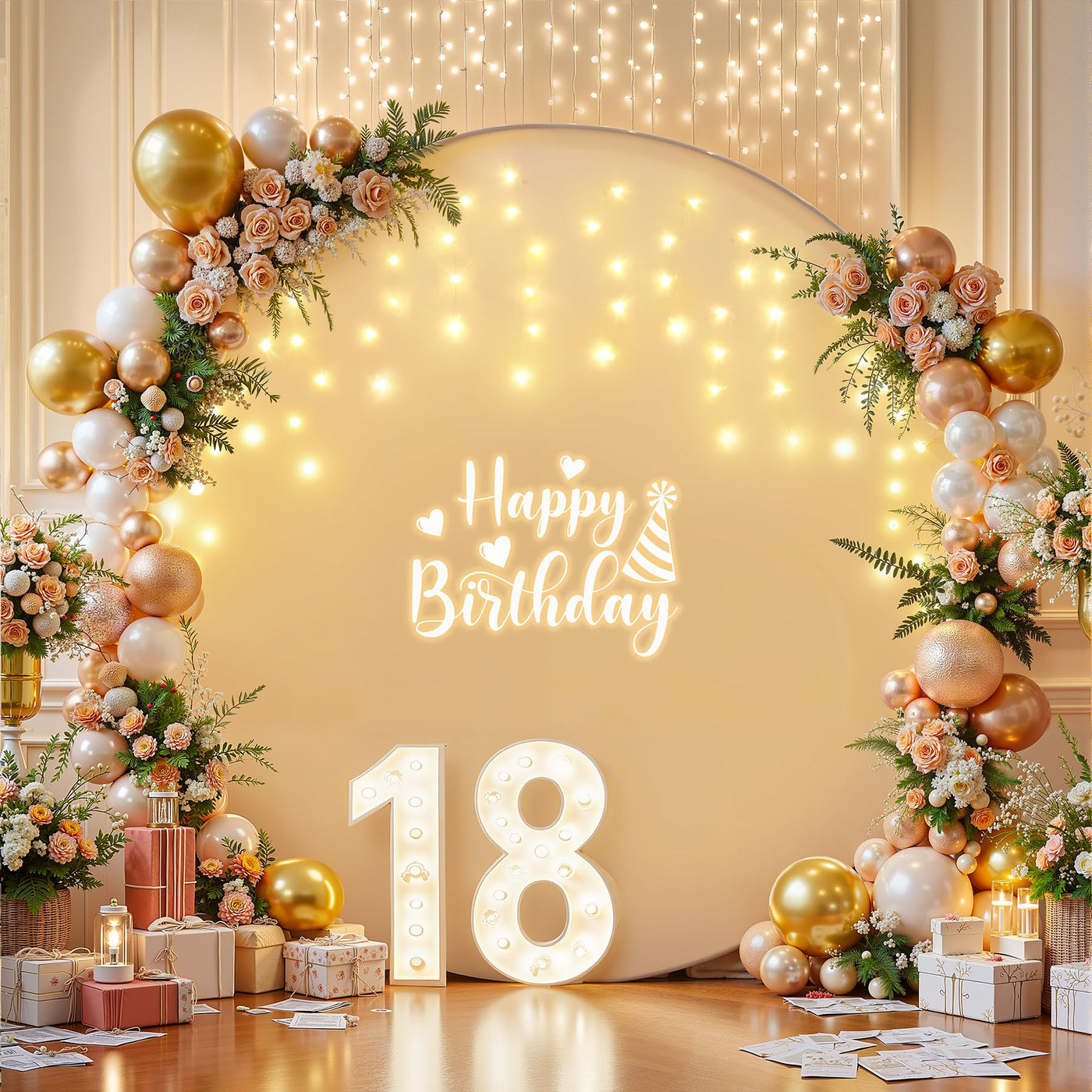7.2 ft White Round Backdrop Cover with Lights Circle Wedding Arch Backdrop Cover with Fairy Lights for Bridal Shower Ceremony Birthday Baby Shower Photography Photo Shoot Background Decorations - Backdrop Bliss7.2 ft White Round Backdrop Cover with Lights Circle Wedding Arch Backdrop Cover with Fairy Lights for Bridal Shower Ceremony Birthday Baby Shower Photography Photo Shoot Background Decorations
