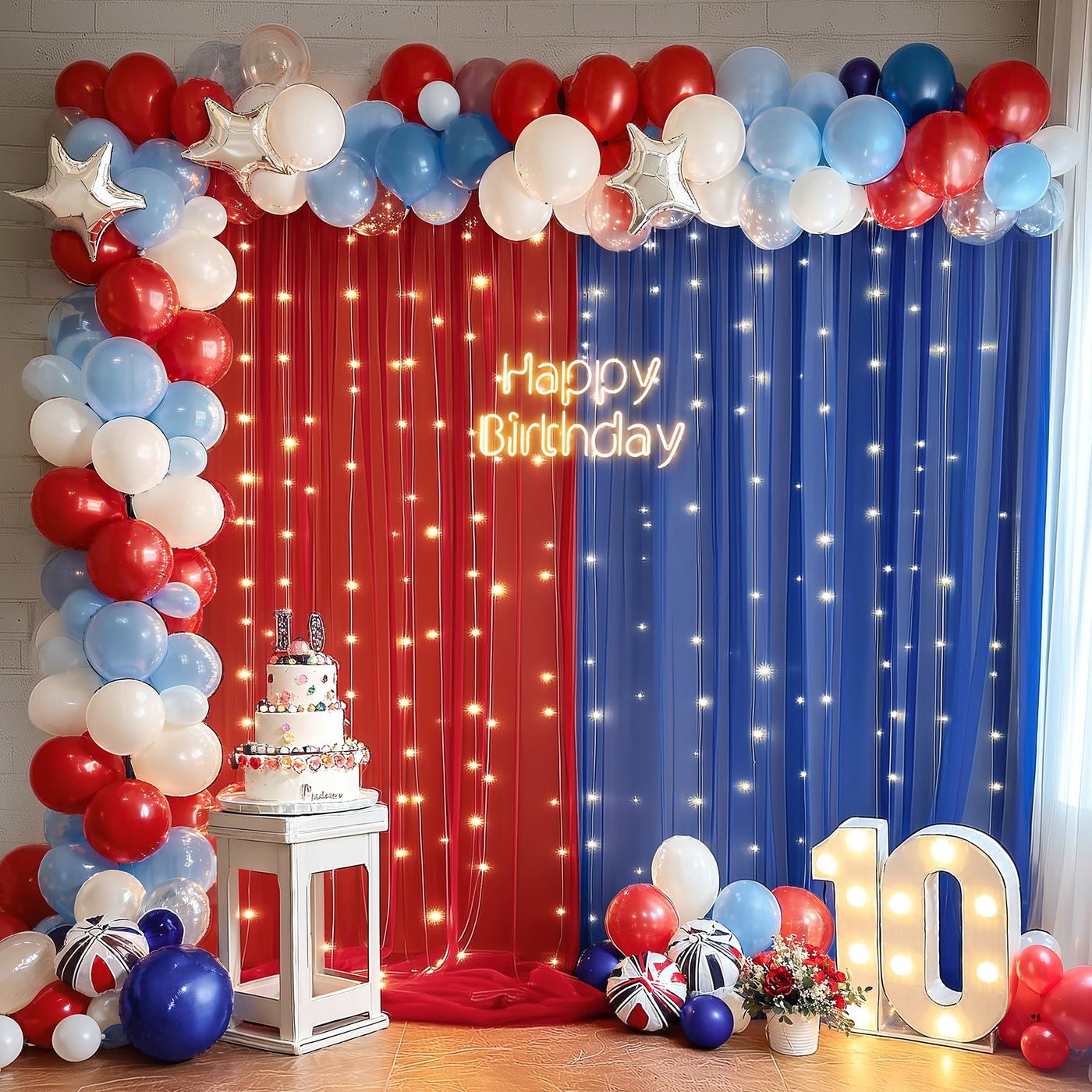 10x10ft Champagne Tulle Backdrop Curtain with Lights String for Parites, Sheer Backdrop Curtains for Wedding Baby Shower Birthday Party Photo Shoot Decorations - Backdrop Bliss10x10ft Champagne Tulle Backdrop Curtain with Lights String for Parites, Sheer Backdrop Curtains for Wedding Baby Shower Birthday Party Photo Shoot Decorations