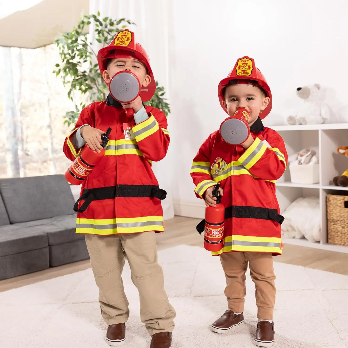 Melissa & Doug Fire Chief Role Play Costume Dress - Up Set Pretend Fire Fighter Outfit With Realistic Accessories, Firefighter Costume For Kids And Toddlers Ages 3+ - Backdrop BlissMelissa & Doug Fire Chief Role Play Costume Dress - Up Set Pretend Fire Fighter Outfit With Realistic Accessories, Firefighter Costume For Kids And Toddlers Ages 3+