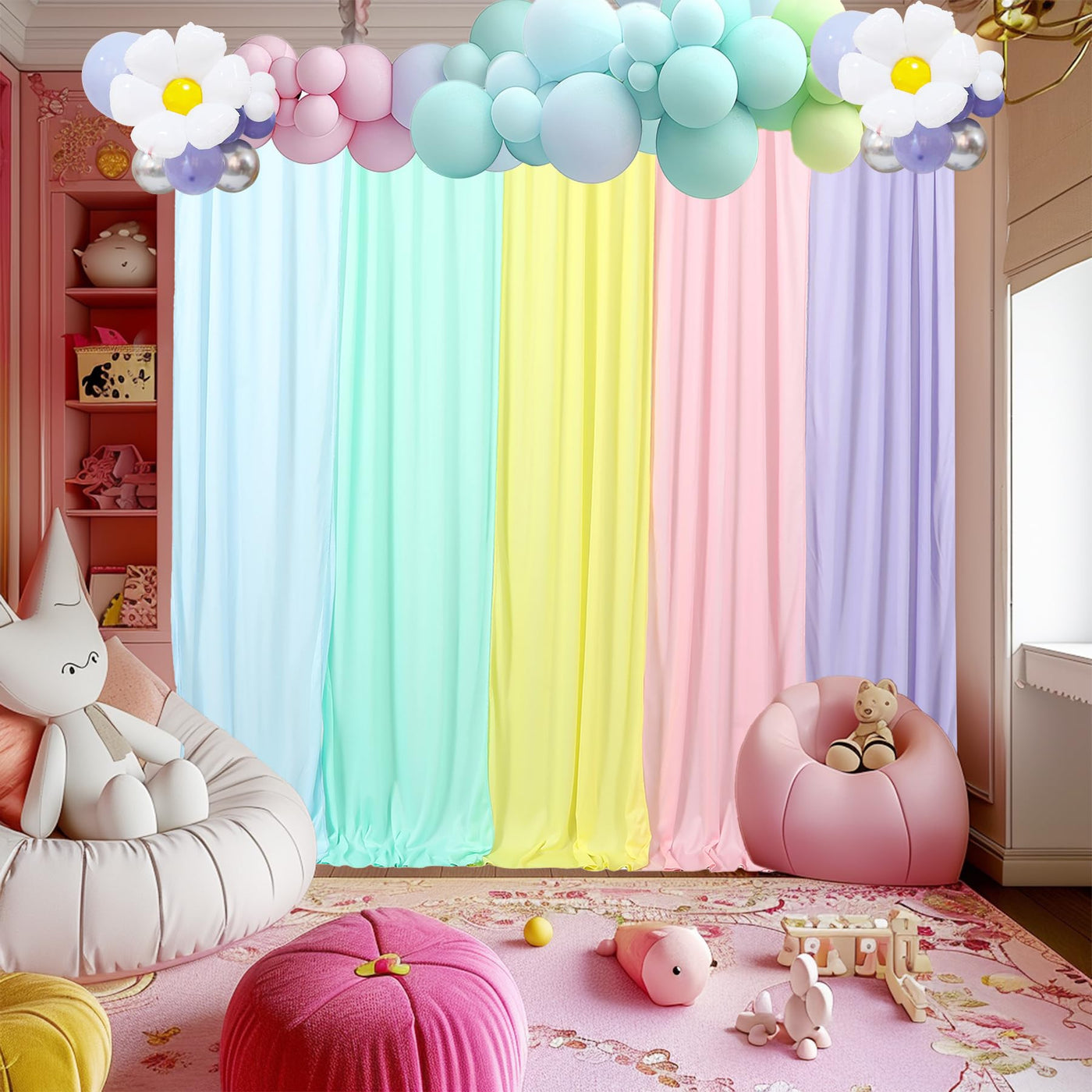 JCJ Unicorn Pastel Backdrop 5 Panels Rainbow Backdrop Curtains for Birthday Party Girls Bedroom Classroom Decoration 10 * 7FT - Backdrop BlissJCJ Unicorn Pastel Backdrop 5 Panels Rainbow Backdrop Curtains for Birthday Party Girls Bedroom Classroom Decoration 10 * 7FT