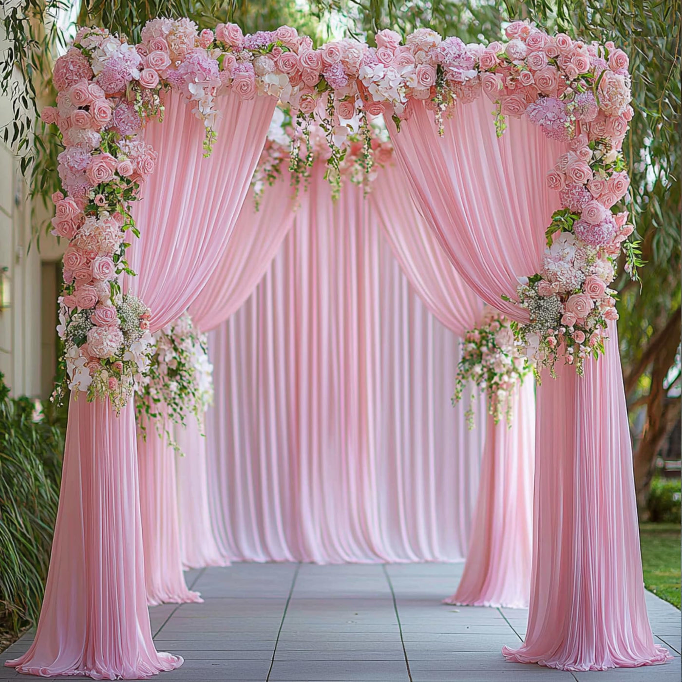 40FTx12FT White Wrinkle - Free Wedding Backdrop Curtain - Silky Washable White Polyester Drapes for Baby Showers, Birthday Parties, Photography, and Wedding Receptions - 8 Panels 5FTx12FT - Backdrop Bliss40FTx12FT White Wrinkle - Free Wedding Backdrop Curtain - Silky Washable White Polyester Drapes for Baby Showers, Birthday Parties, Photography, and Wedding Receptions - 8 Panels 5FTx12FT