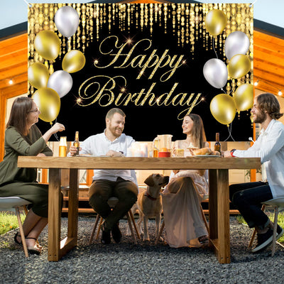Black Gold Happy Birthday Banner Backdrop Large Yard Sign backgroud It's My Birthday Backdrop Baby Shower Party Indoor Outdoor Car Decoration Supplies for Men Women Boys Girls - Backdrop BlissBlack Gold Happy Birthday Banner Backdrop Large Yard Sign backgroud It's My Birthday Backdrop Baby Shower Party Indoor Outdoor Car Decoration Supplies for Men Women Boys Girls