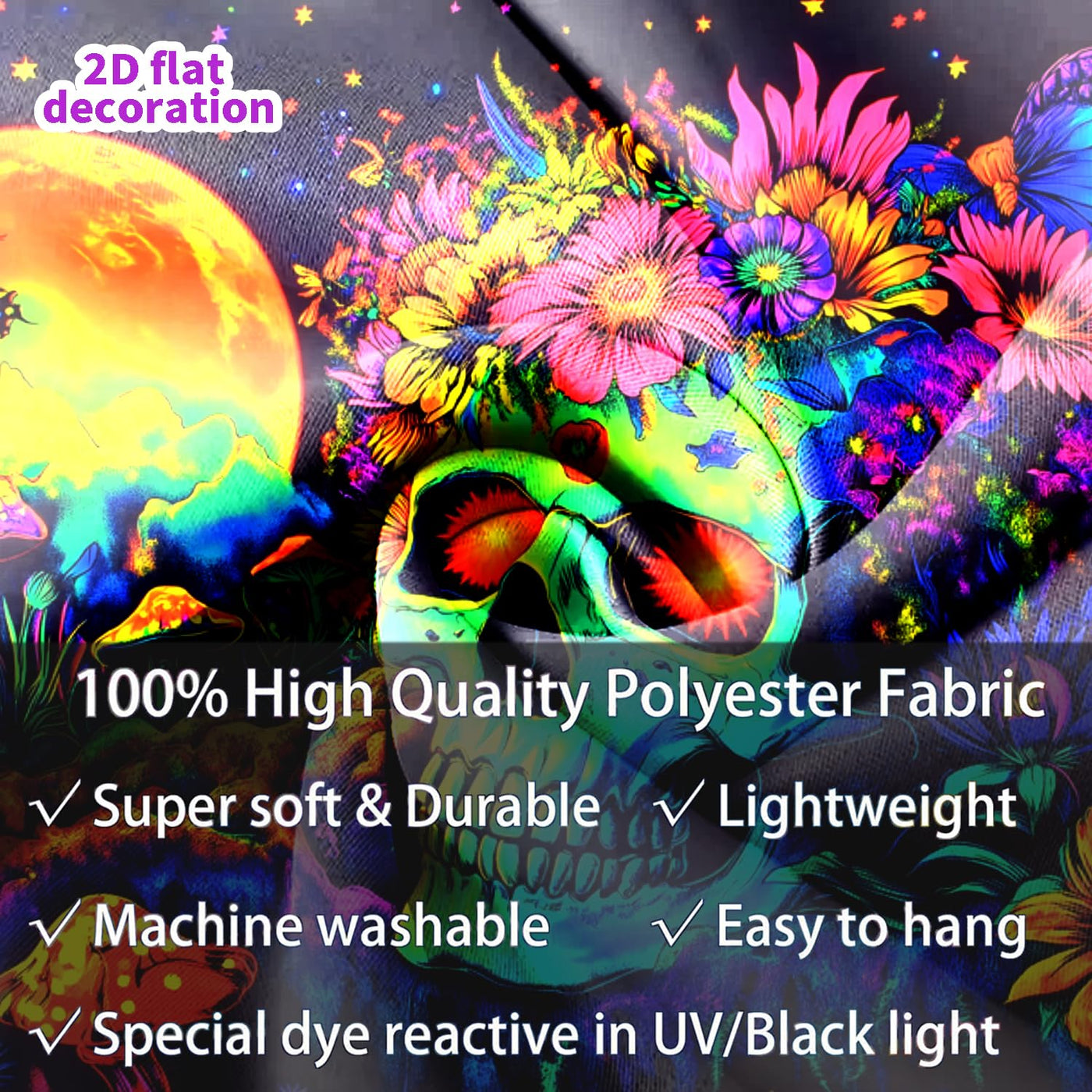 BSFHH Halloween Black Light Tapestry – UV Reactive Glow in the Dark Wall Hanging, Spooky Night Scene with Ghosts & Pumpkins, Haunting Home Decor for Parties, Bedroom, or Dorm (Haunted Houses, 79L" x 59W", Unframed) Backdrop Bliss