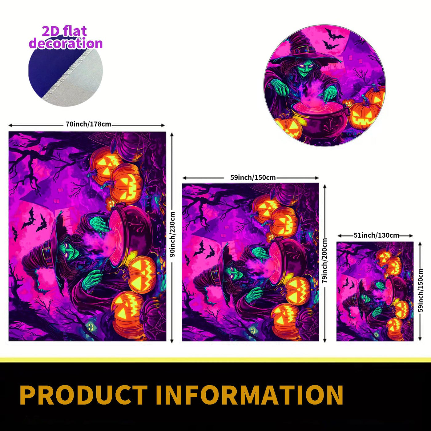 BSFHH Halloween Black Light Tapestry – UV Reactive Glow in the Dark Wall Hanging, Spooky Night Scene with Ghosts & Pumpkins, Haunting Home Decor for Parties, Bedroom, or Dorm (Haunted Houses, 79L" x 59W", Unframed) Backdrop Bliss