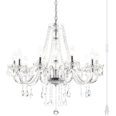 PAPAYA Modern Chrome Beaded Hanging Chandelier Shades (W8.7 x H13), Beads Pendant Shade with Acrylic Crystal, Ceiling Chandelier Beaded Lampshade for Wedding Party Event Home Decoration Backdrop Bliss