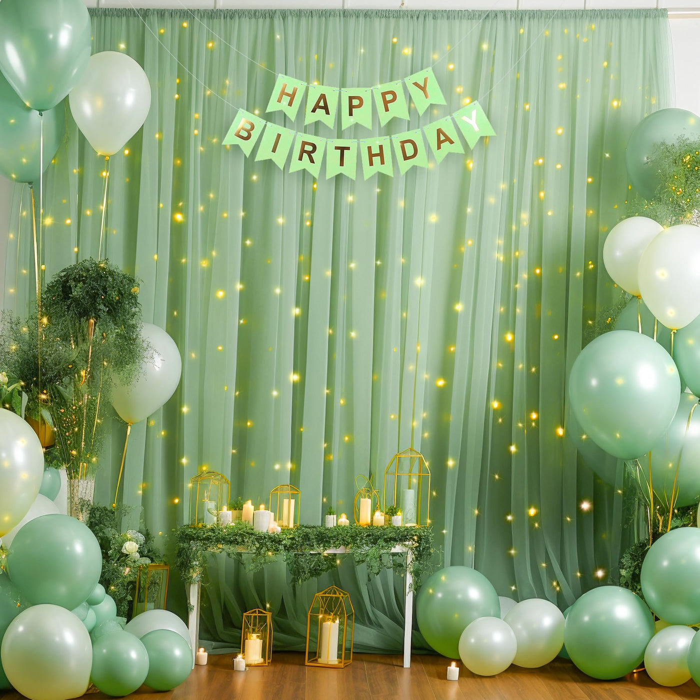 10x10ft Champagne Tulle Backdrop Curtain with Lights String for Parites, Sheer Backdrop Curtains for Wedding Baby Shower Birthday Party Photo Shoot Decorations - Backdrop Bliss10x10ft Champagne Tulle Backdrop Curtain with Lights String for Parites, Sheer Backdrop Curtains for Wedding Baby Shower Birthday Party Photo Shoot Decorations