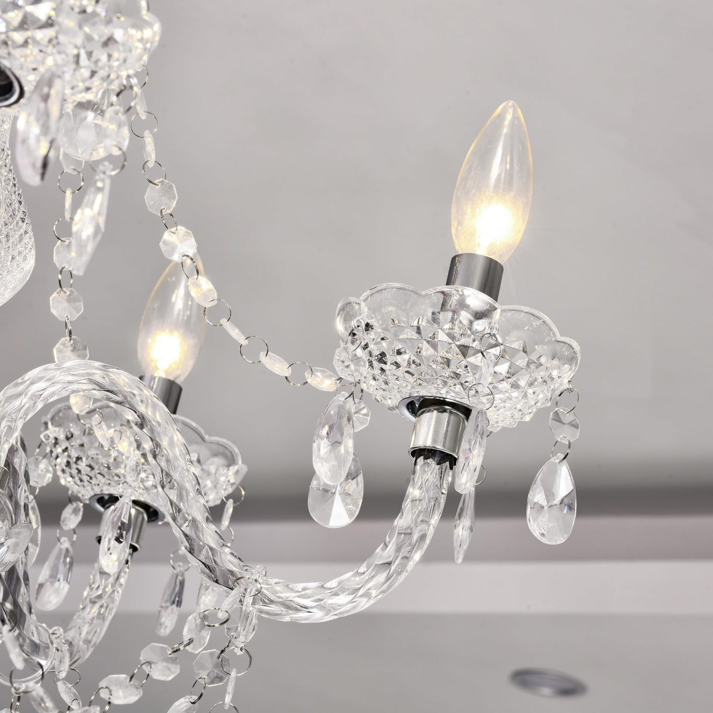 PAPAYA Modern Chrome Beaded Hanging Chandelier Shades (W8.7 x H13), Beads Pendant Shade with Acrylic Crystal, Ceiling Chandelier Beaded Lampshade for Wedding Party Event Home Decoration Backdrop Bliss