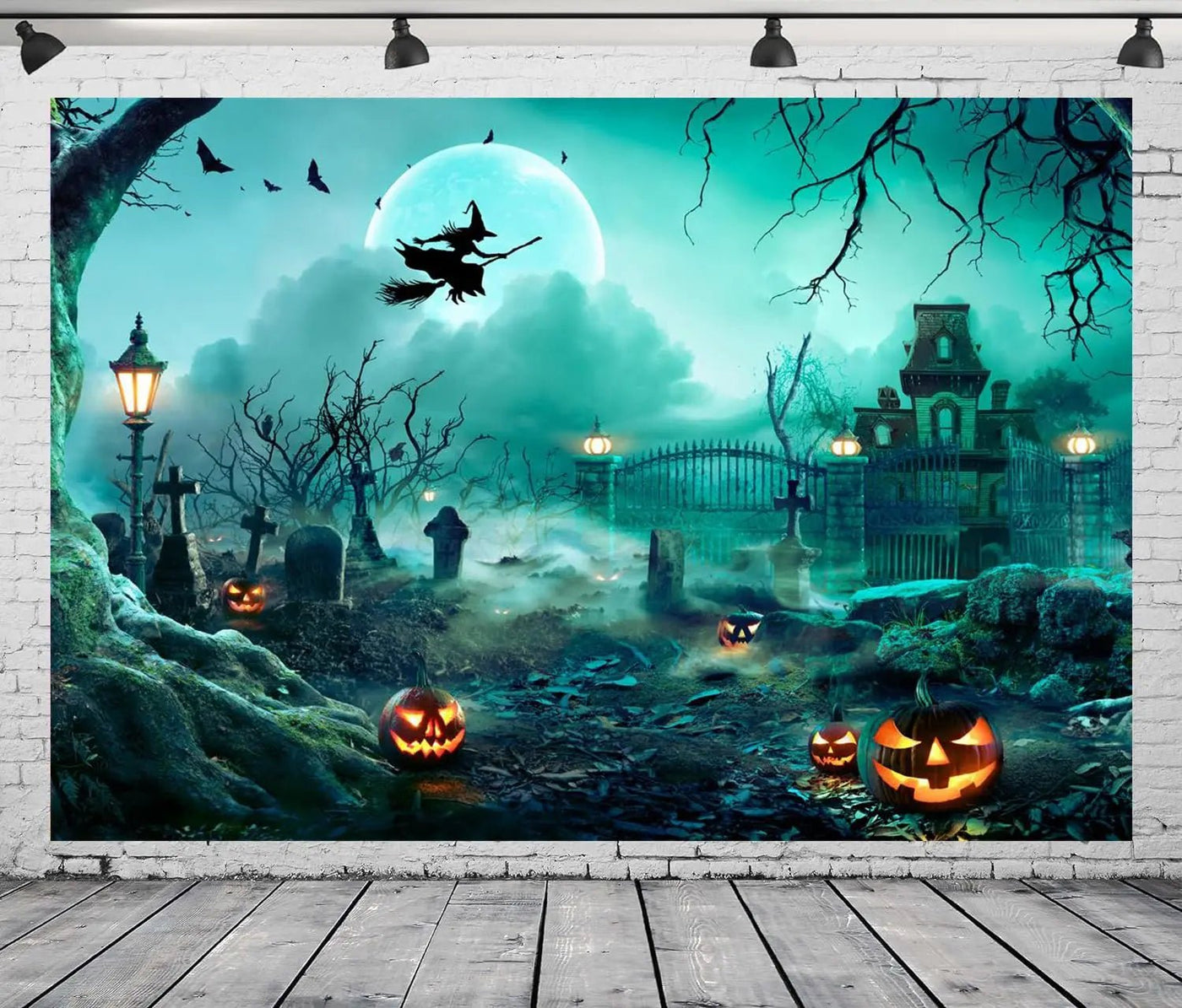 8X6FT Halloween Backdrop Photography Background Horror Moon Night Scary Cemetery Pumpkin Lantern Backdrop for Kids Adult Family Party Birthday Banner Decor Halloween Photo Backdrop SCO297B - Backdrop Bliss8X6FT Halloween Backdrop Photography Background Horror Moon Night Scary Cemetery Pumpkin Lantern Backdrop for Kids Adult Family Party Birthday Banner Decor Halloween Photo Backdrop SCO297B