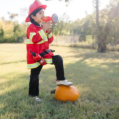 Melissa & Doug Fire Chief Role Play Costume Dress - Up Set Pretend Fire Fighter Outfit With Realistic Accessories, Firefighter Costume For Kids And Toddlers Ages 3+ - Backdrop BlissMelissa & Doug Fire Chief Role Play Costume Dress - Up Set Pretend Fire Fighter Outfit With Realistic Accessories, Firefighter Costume For Kids And Toddlers Ages 3+
