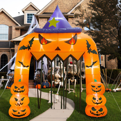 AerWo 12FT Tall Halloween Inflatables Archway Giant Arch, Pumpkin Blow Up With Built-in LED Lights for Outdoor Decorations, Holiday Yard Lawn Garden Party Decor Backdrop Bliss